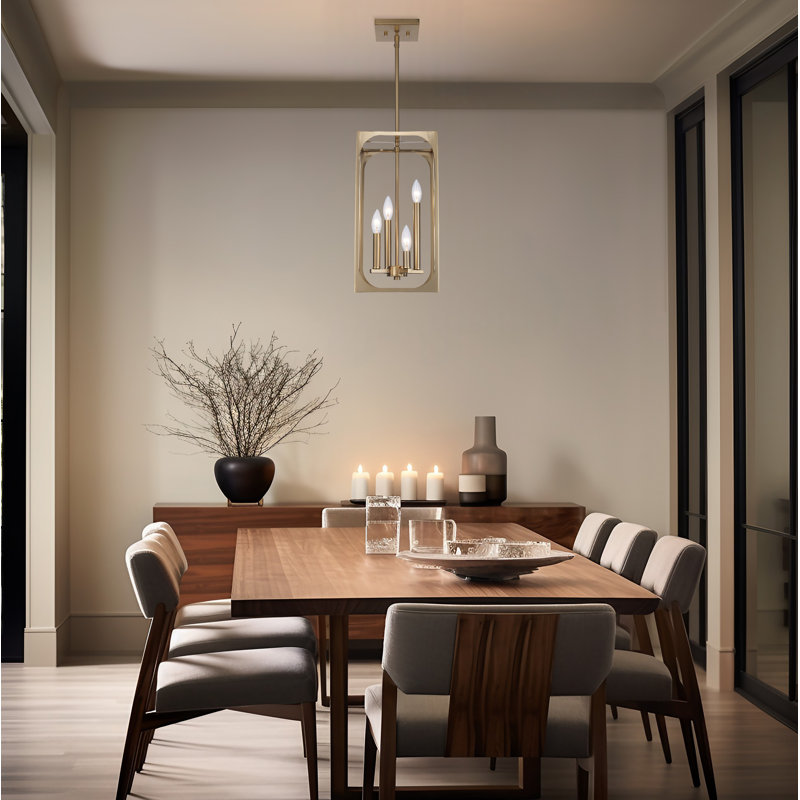 Luminaire suspendu cage 4 lumières Marieliese, Or antique