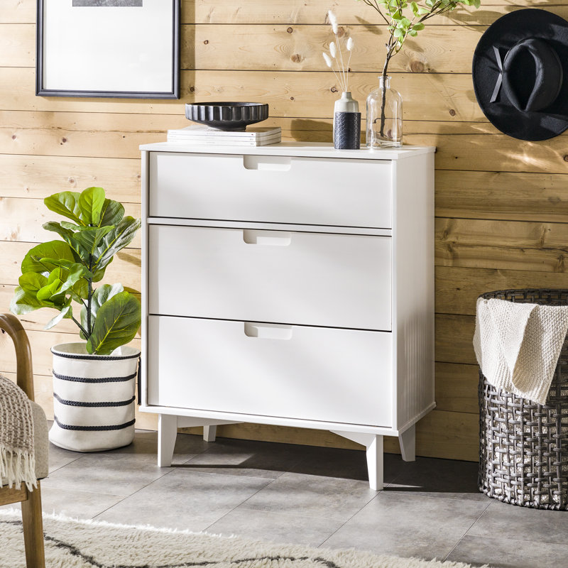 Tennyson 3 Drawer 76Cm W Solid Wood Chest Of Drawers, White