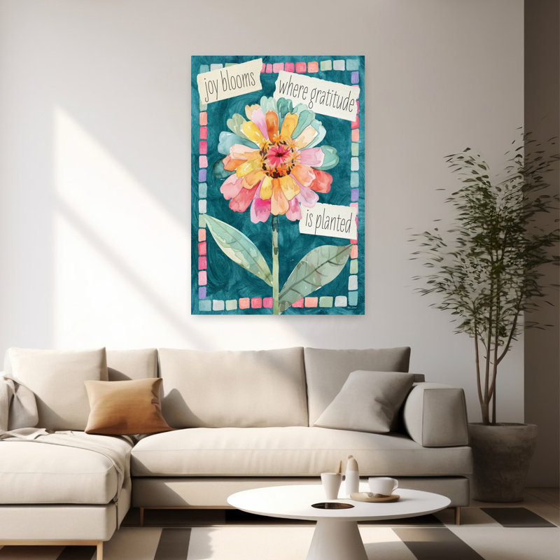 Joy, fleur inspirante, fleur, fantaisie colorée, art abstrait, H 60 po x l 40 po