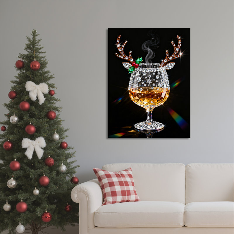 Renne, toile de verre, art mural, H 36 po x l 24 po