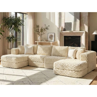 Canapé modulaire en U de 135 po avec repose-pieds, aucun assemblage requis