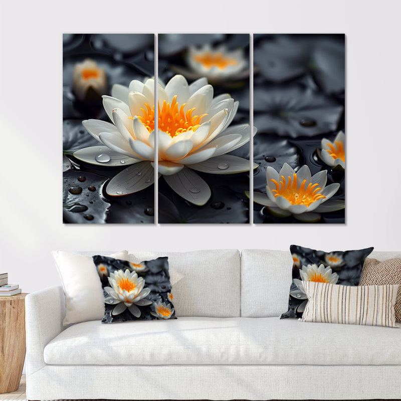 Geiser - Ensemble de décoration murale Lotus, H 40 po x l 60 po x P 1 po