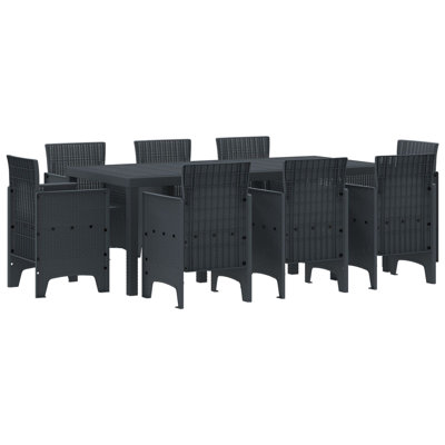9 Piece Garden Dining Set Poly Rattan