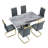 63" Modern Dining Table Set With PU Leather Chairs, U-Shaped MDF Base-116376090-116446159