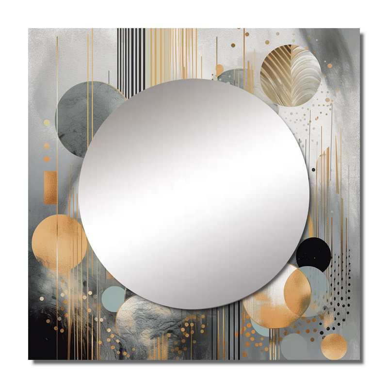Ghiocel - Abstract Marble Square Living Room Wall Mirror Art, 23" x 23"