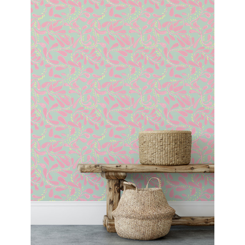 Susan Hable Floral Wallpaper Double Roll, Pink/Yellow