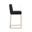 Ensemble de 2 tabourets de bar de 26 po de hauteur avec dossier, tabourets de bar brossés dorés, tabourets de cuisine modernes en velours pour comptoir, chaises rembourrées - noir-294291160