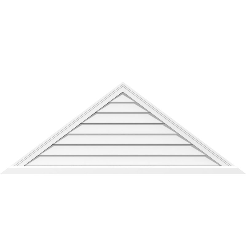 Triangle Surface Mount Functional Brickmould Sill Frame PVC Gable Vent 11/12 Pitch, 14" H x 38" W