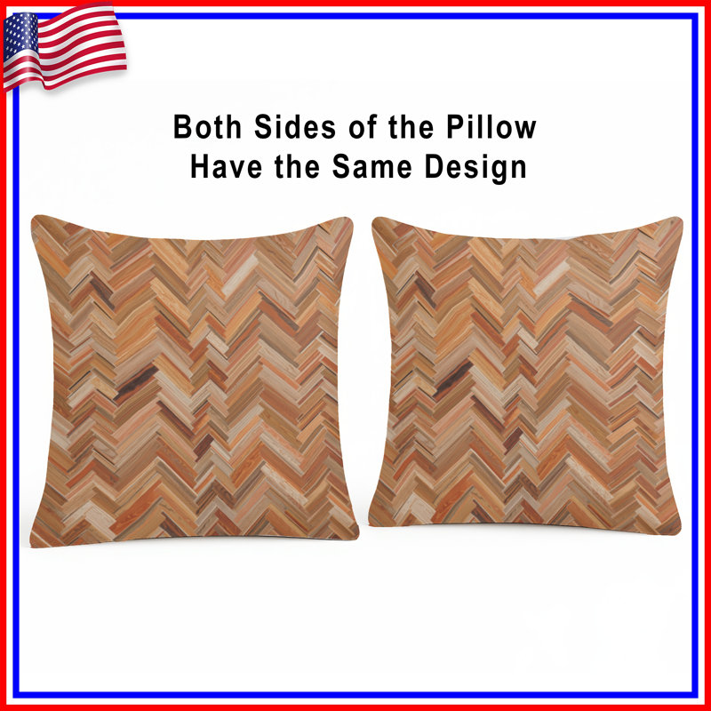 Coussins décoratifs à chevrons en bois, 14 X 14 pouces