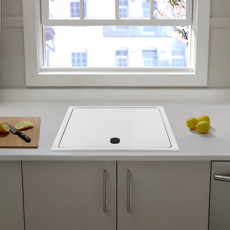 Évier de cuisine à cuve simple en acier inoxydable 16,9 po avec robinet