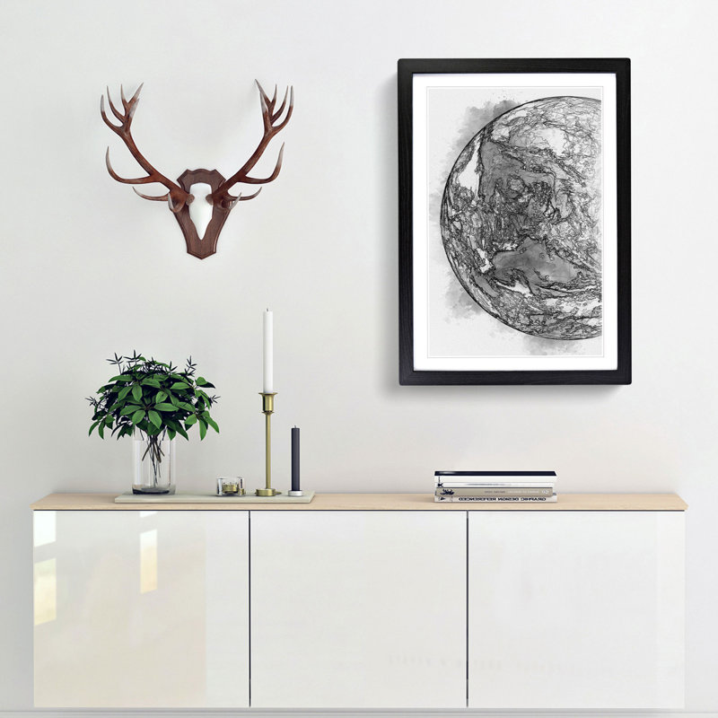 Amazing Image of Earth in Abstract Art - Picture Frame Graphic Art Print, 48cm H x 36cm W x 2cm D, Black Framed