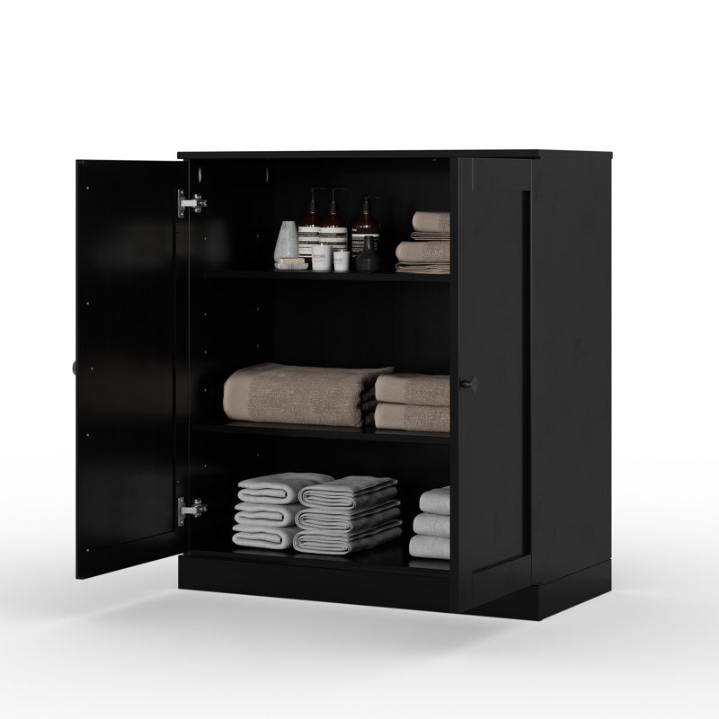 Palace Imports 100% Solid Wood 32" Bathroom Storage Cabinet with Shaker Doors & Adjustable Shelves, Black