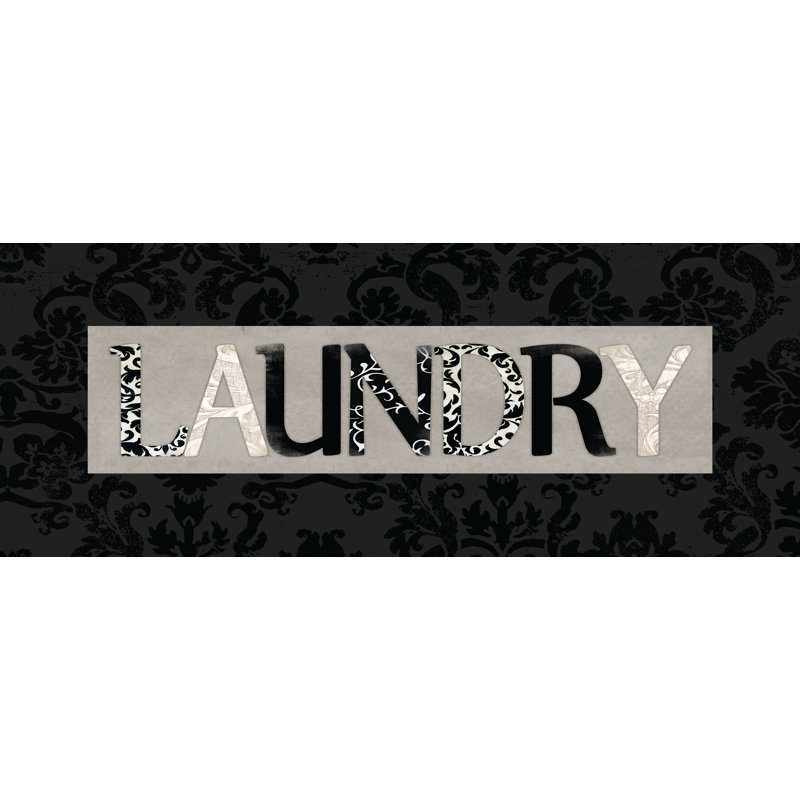 Pattern Mat Laundry - Textual Art Print, 30 cm H x 46 cm W, Black Floater Framed