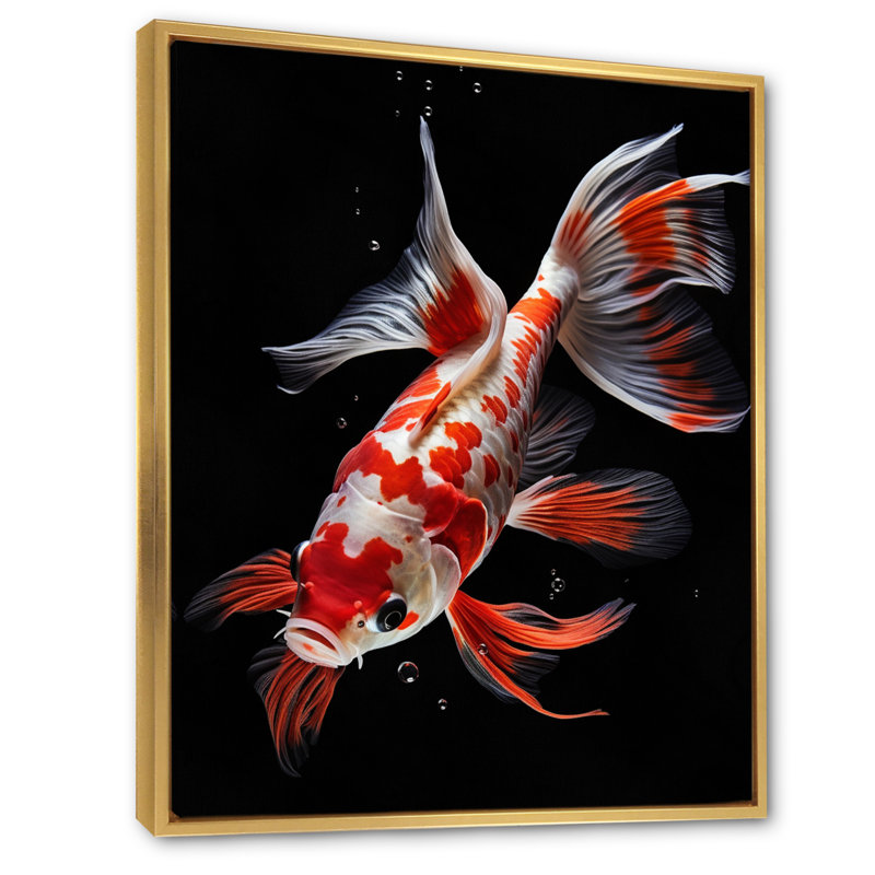 «Mikado Coral Kois Fish Vibrant Splendor I», reproduction sur toile flottante, H 40 po x l 30 po x P 1,5 po, Or