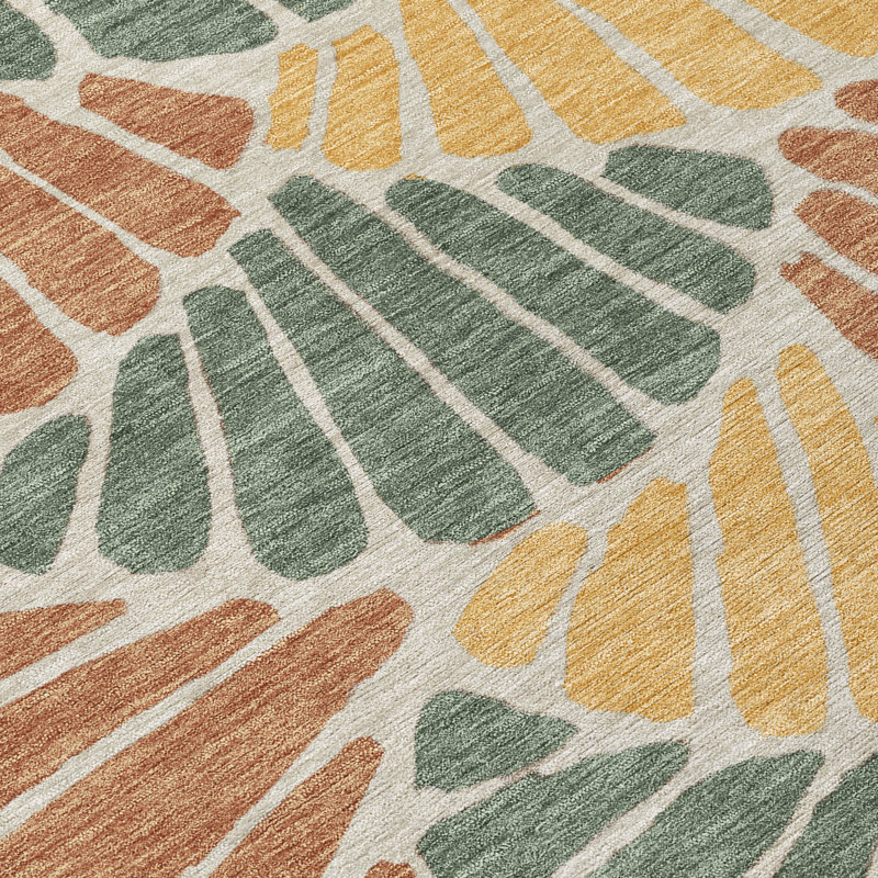 Machine Washable Indoor/Outdoor Jozwiak ACN2384 Floral Rug, Rectangle 9' x 12'