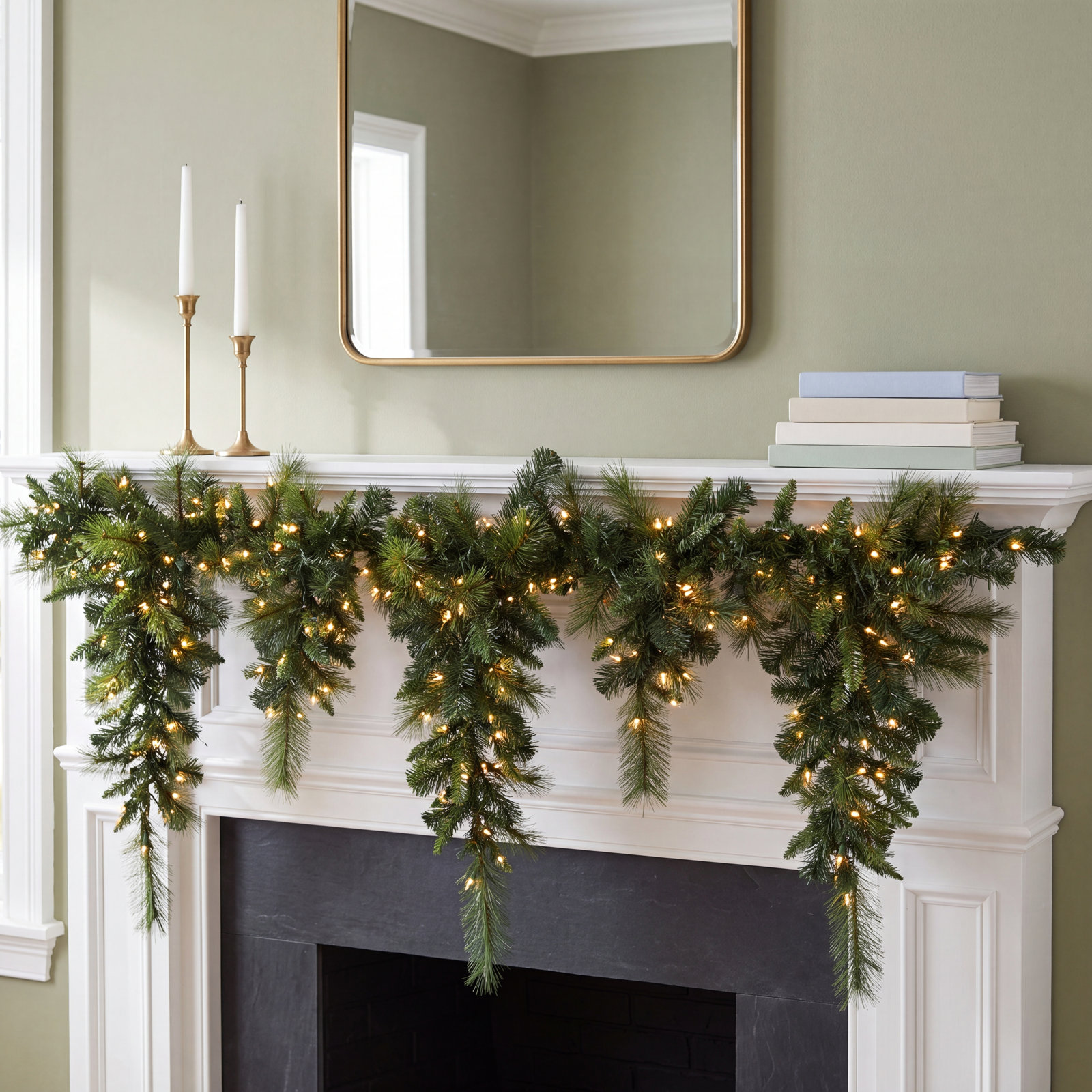 PVC Greenery 60" Pre-Lit Christmas Garland
