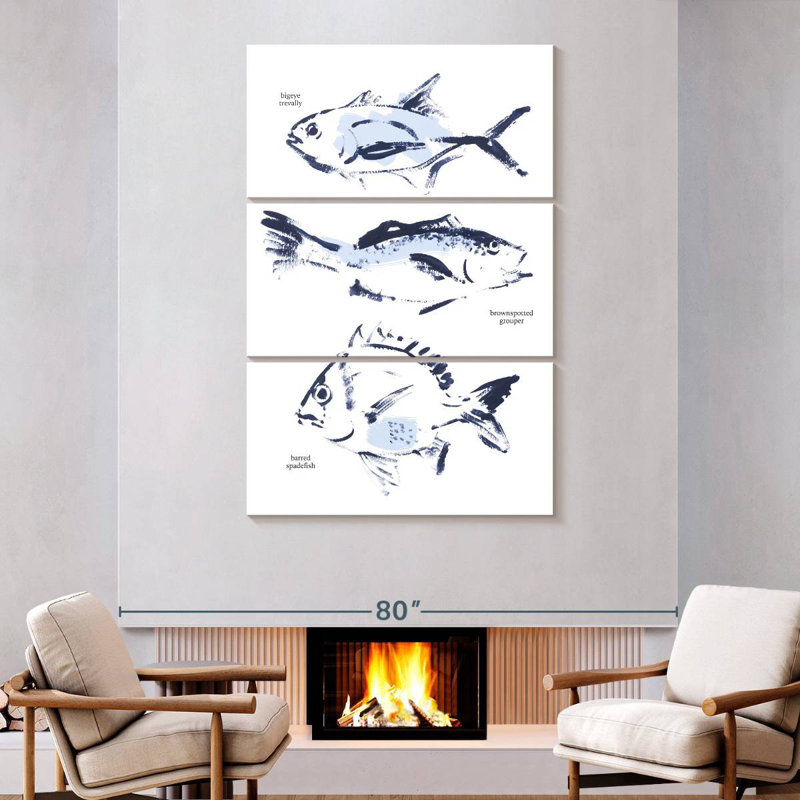 Croquis de poissons Brampt, H 74 po x l 48 po