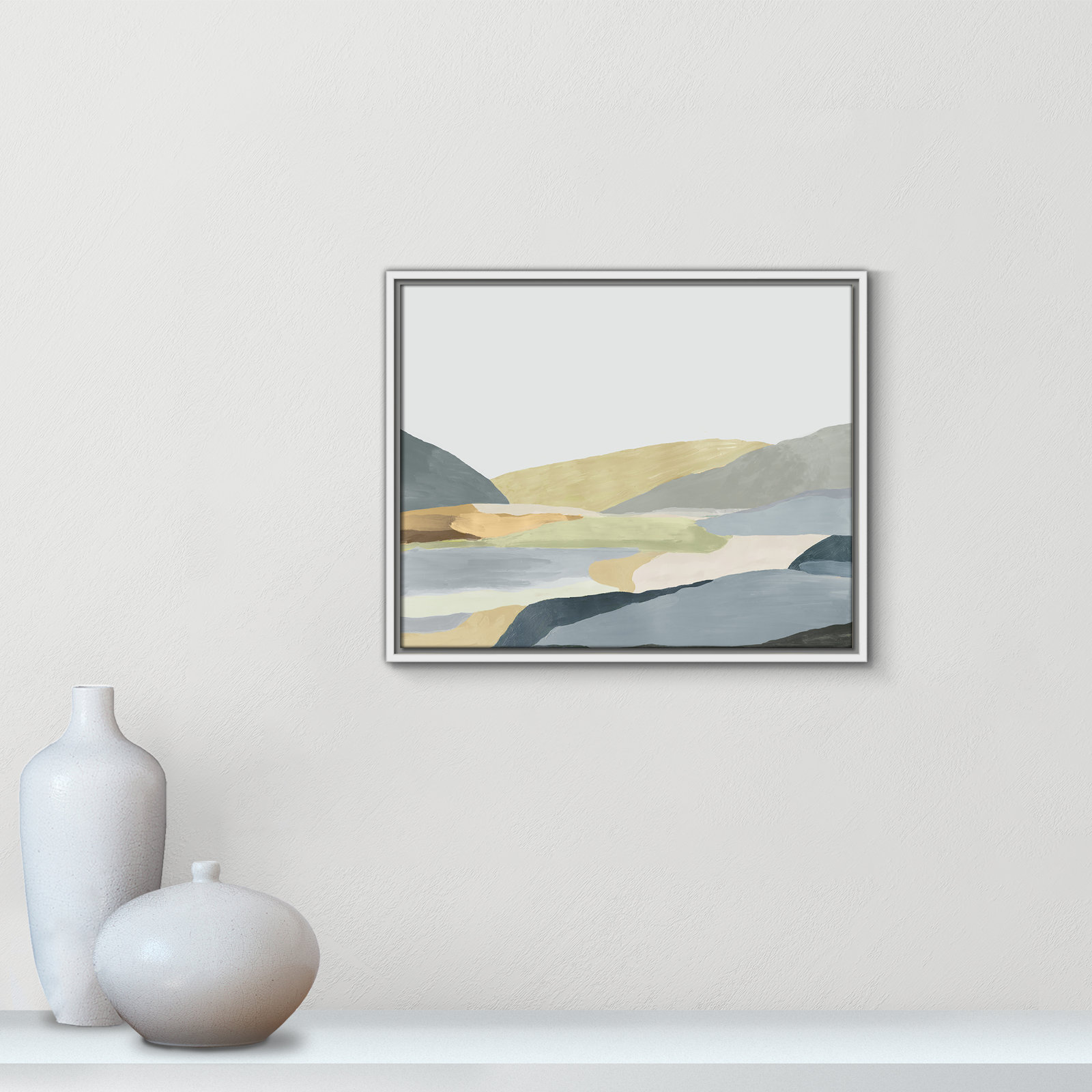 Blair "Warm Hills II" Painting, White Canvas, 17.5" H x 21.5" W x 2" D