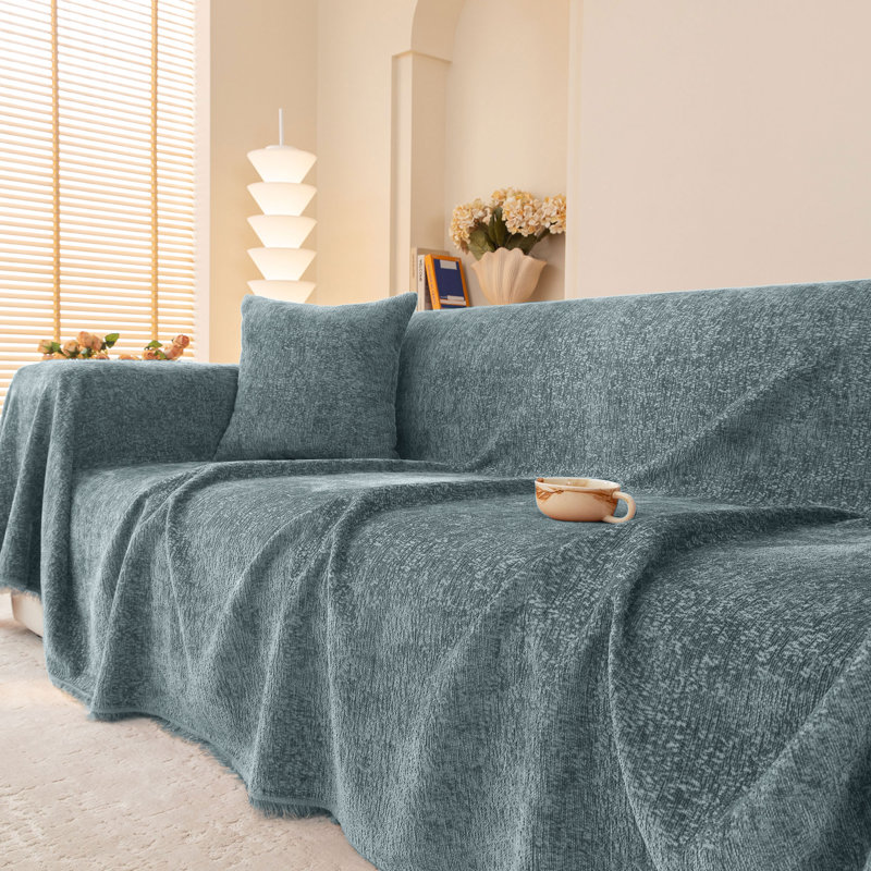 Housse pour canapé Elegant Nordic Chenille, H 71 po x l 150 po, Bleu
