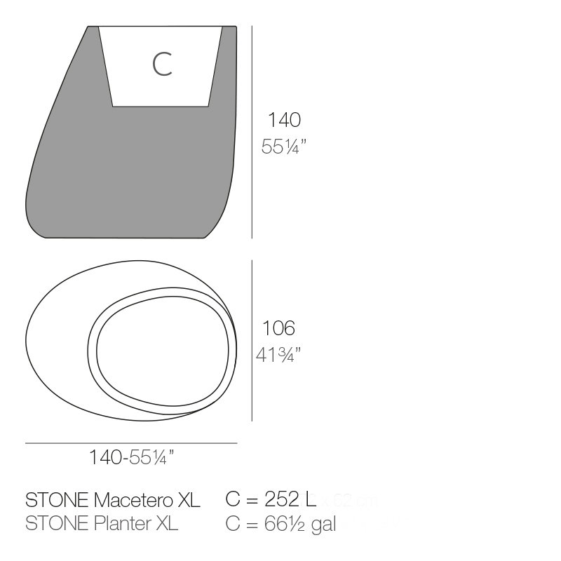 Stone Resin Pot Planter, 55.25" H x 55.25" W x 41.75" D, Steel