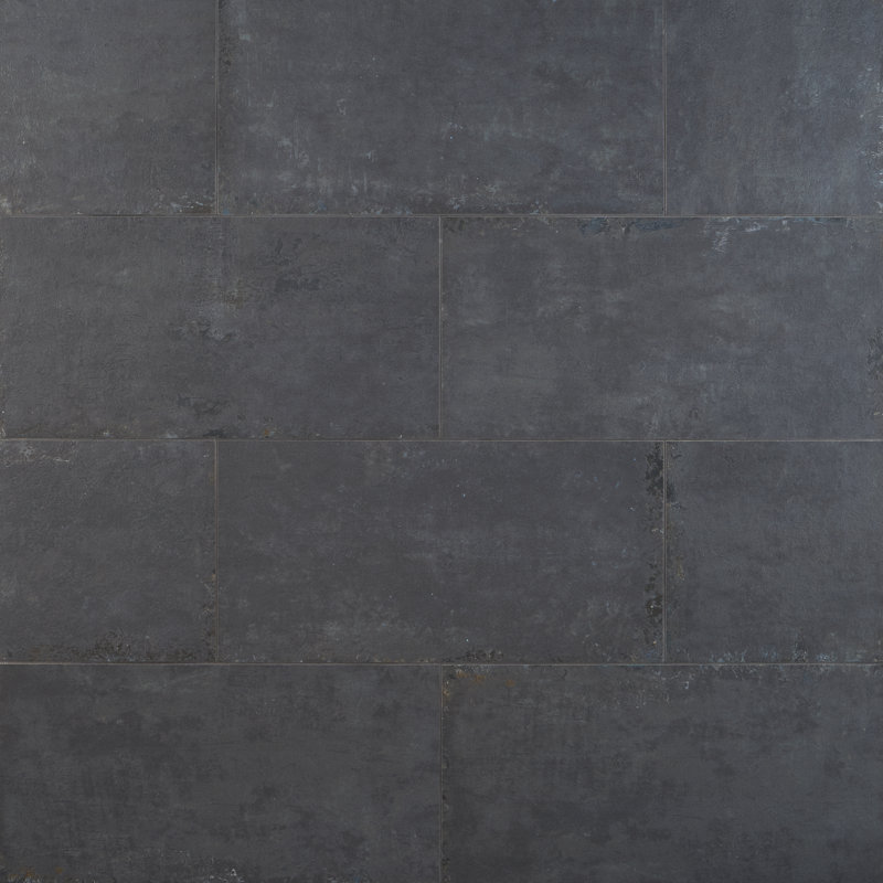 Mantis 11.81 in. x 23.62 in. Matte Porcelain Concrete Look Floor and Wall Tile (13.55 Sq. Ft./Case), Black Gold