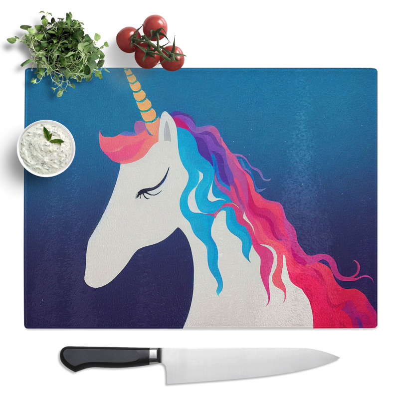 Cute Unicorn Abstract  Glass Chopping Board