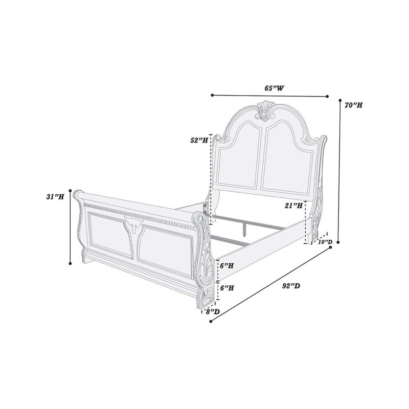 Tête de lit et pied de lit en bois massif de style traditionnel pour un décor de chambre à coucher élégant (matelas non inclus)