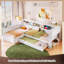 Lit simple moderne en L blanc avec lit gigogne, tiroir de rangement et station de charge | Conception peu encombrante-1541388031