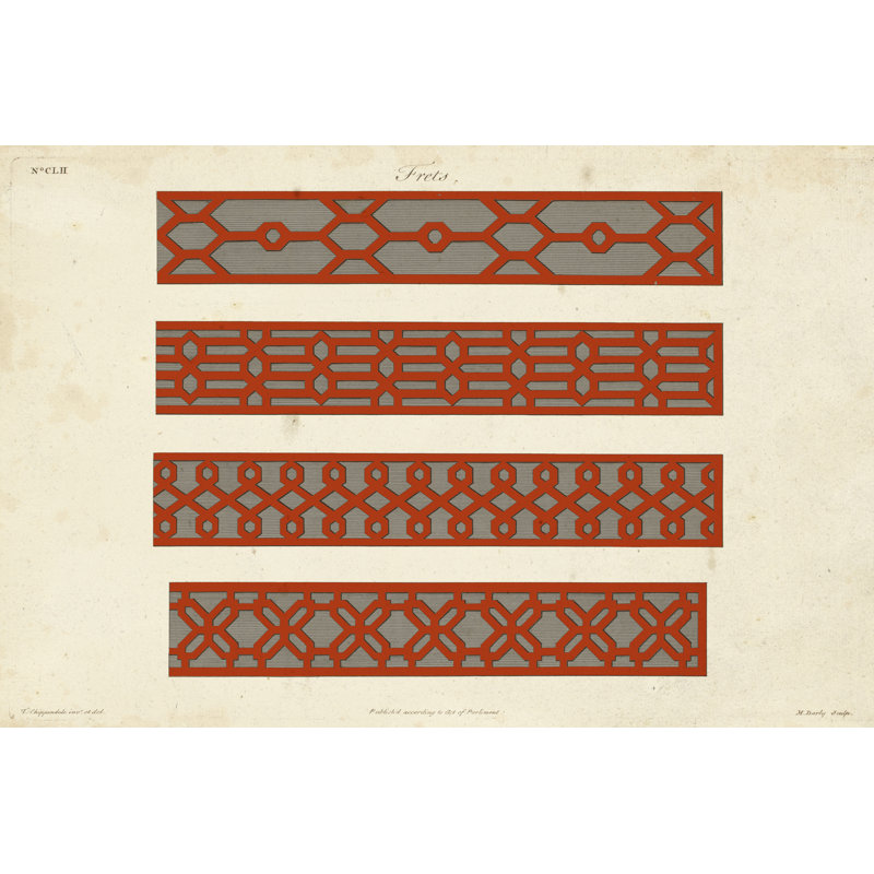 Graphic Fretwork V by Vision Studio - Wrapped Canvas Print, 20cm H x 30cm W