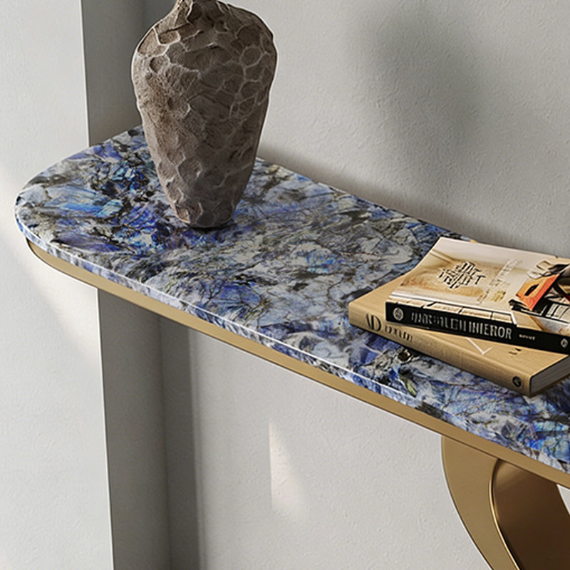 Console luxueuse de style italien, Bleu, Doré, 33,5 po H x 63 po L x 15,7 po P