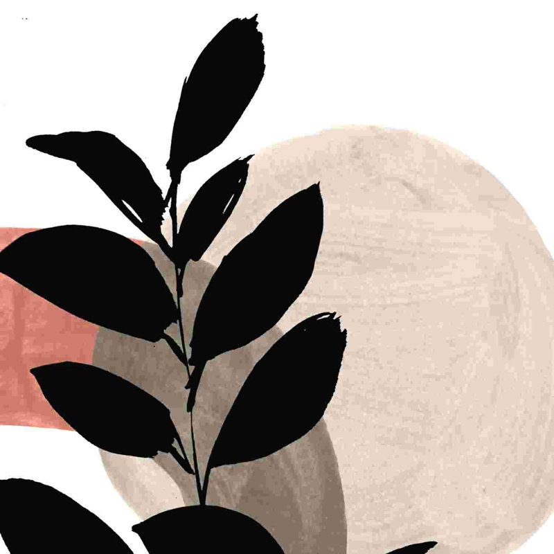 Mid Century Leaves - peinture sur toile tendue, H 36 po x l 36 po