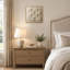 Framed Wall Art for Bedroom and Entryway, Cream Beige Geometric Dimensional Relief with Natural-Tone Frame, 16 x 16 Inches