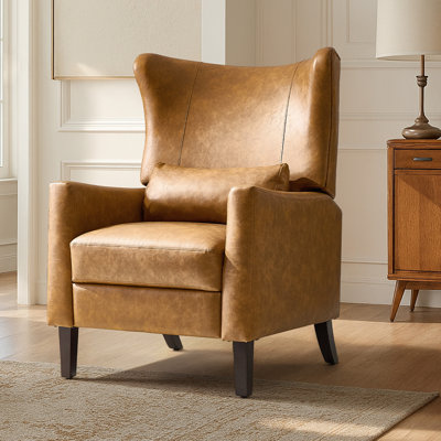 Alexis Transitional Faux Leather Manual Recliner with Wingback Design by Winston Porter