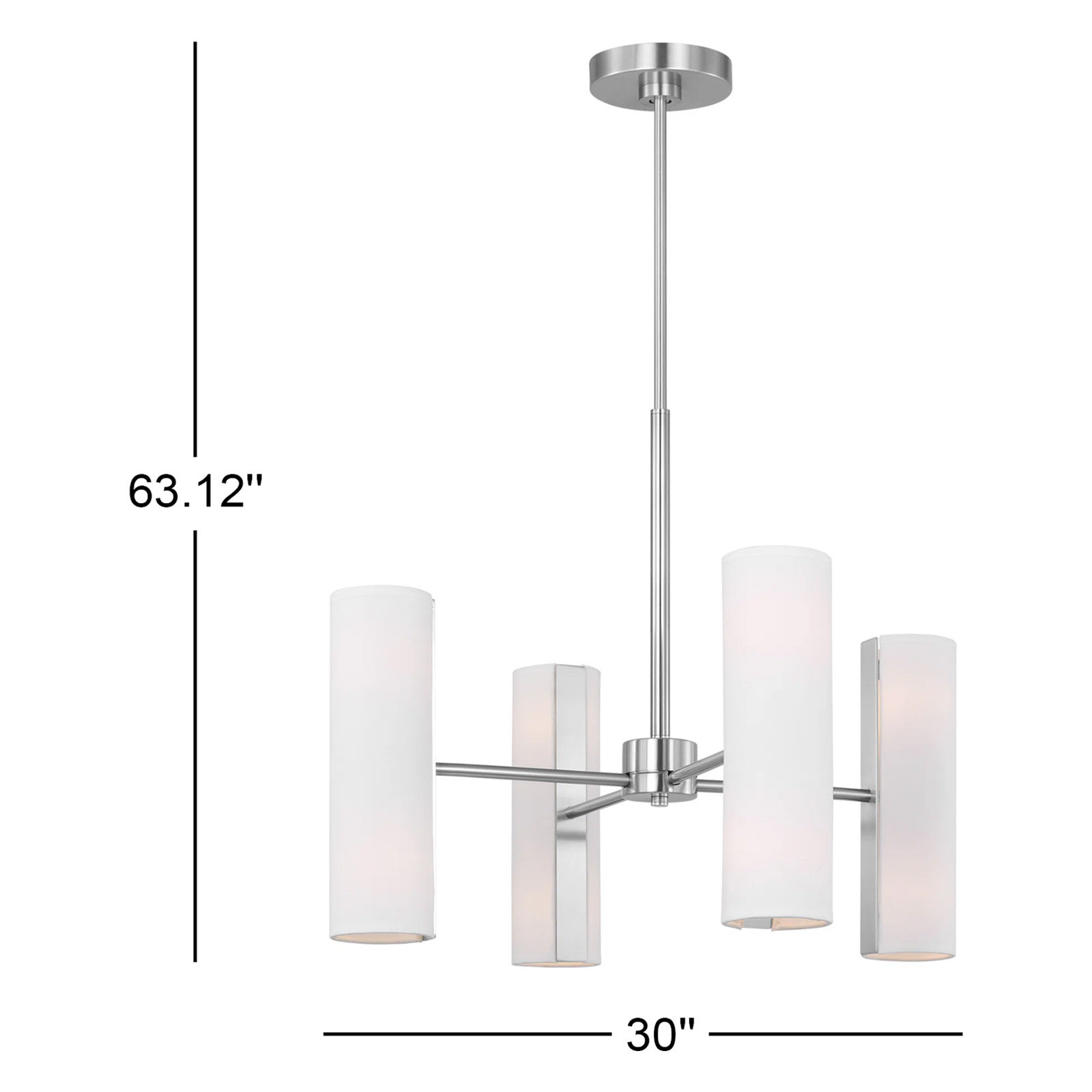 Capalino 8-Light Chandelier, Brushed Steel, 19.625" H x 30" W x 30" D