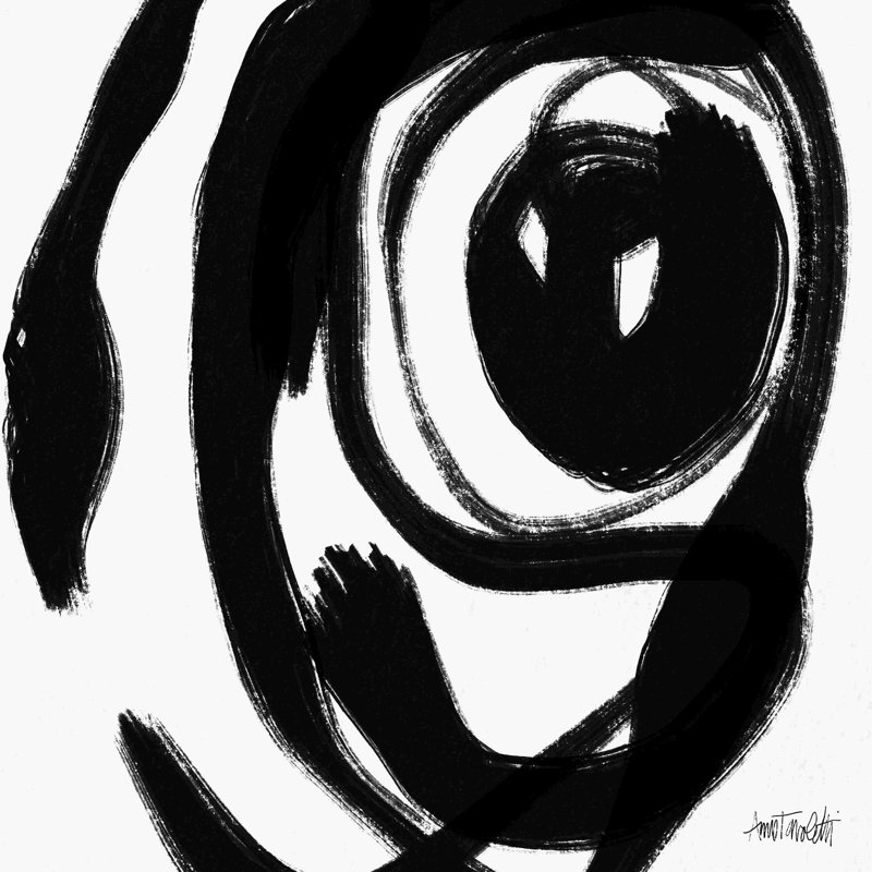 «Black and White Abstract I», reproduction sur toile tendue, H 20 po x l 20 po