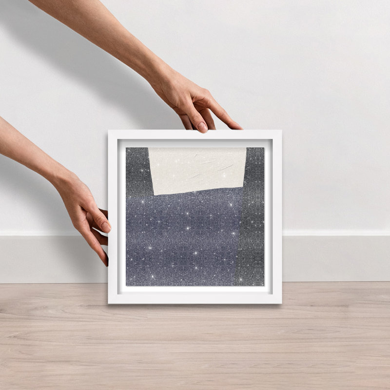 In Blue II Shadowbox Abstract Print by Oliver Gal, Black Frame, 12 x 12, 17.5"H x 17.5"W, White Shadowbox