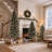 6-Pack Pre-Lit Snow Flocked Pencil Christmas Tree Set – 3FT / 4FT / 5FT Slim Artificial Xmas Trees with Warm LED Lights, 8 Lighting Modes & Flat Metal Base – Space-Saving Holiday Decor for Front Porch, Entryway & Small Apartments