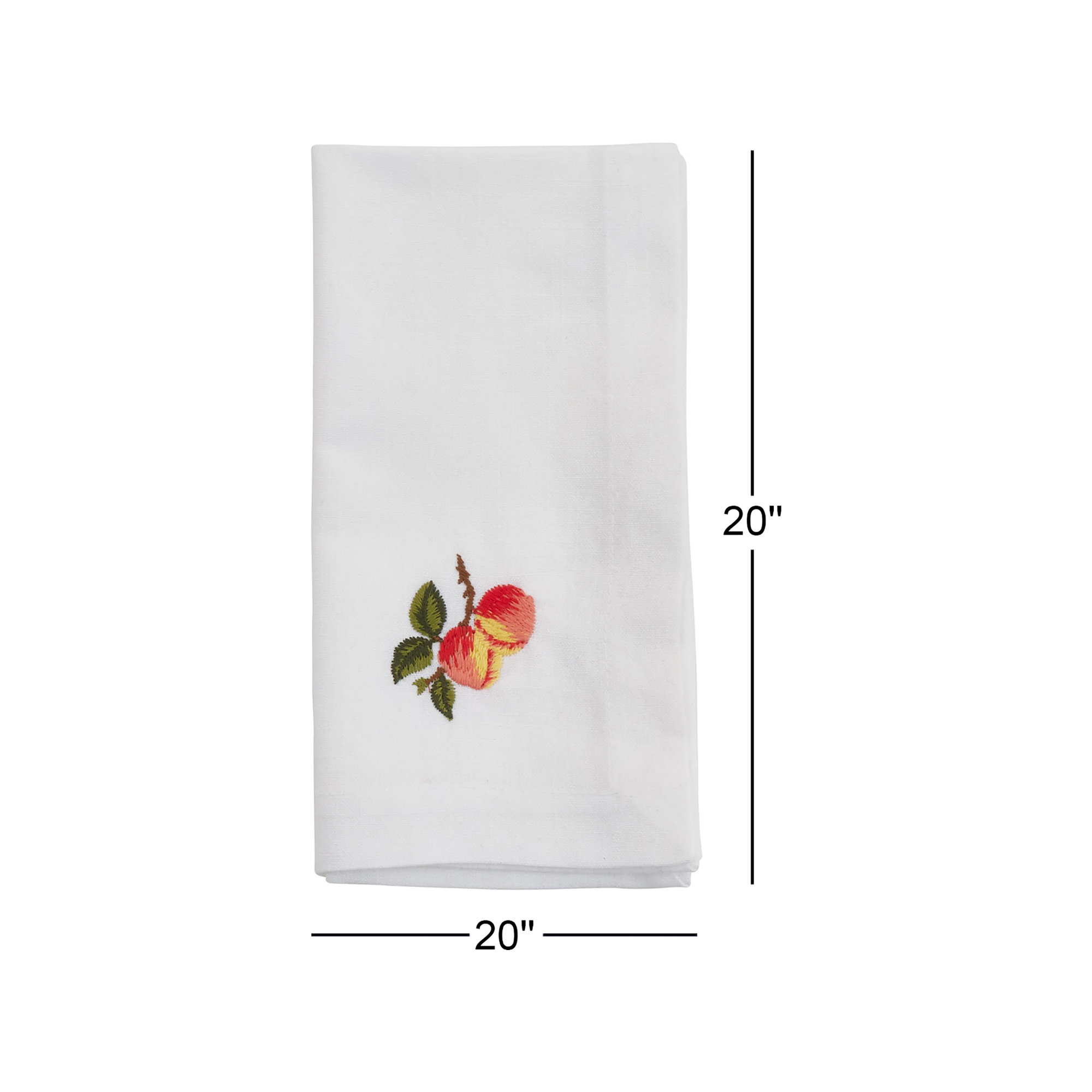Peach Design Embroidered 4 Piece Napkin Set
