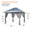 Abri de jardin escamotable 13 x 13 pi avec moustiquaire - auvent réglable en hauteur, protection contre l'eau et le soleil UPF 50+, structure en acier antirouille, installation sans outil, pour les fêtes de patio, les mariages et les repas - Comprend un sac de transport-124903841
