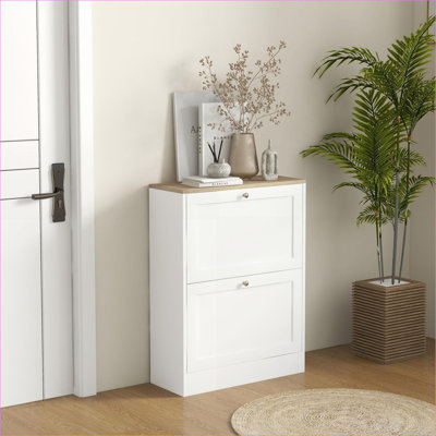 Armoire à chaussures mince et moderne avec 2 tiroirs rabattables