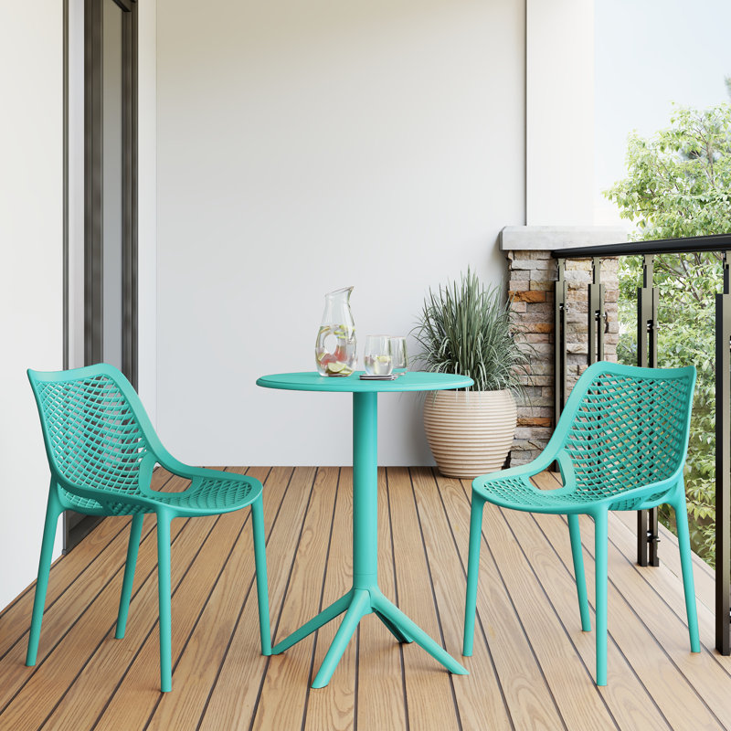 2-Person Outdoor Round Dining Set, Teal