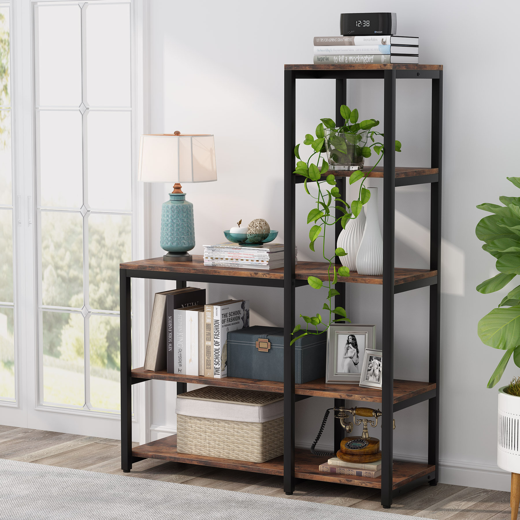 7-Tier Corner Shelf, 78.7” Corner Bookcase Slim Corner Storage Rack in 2023