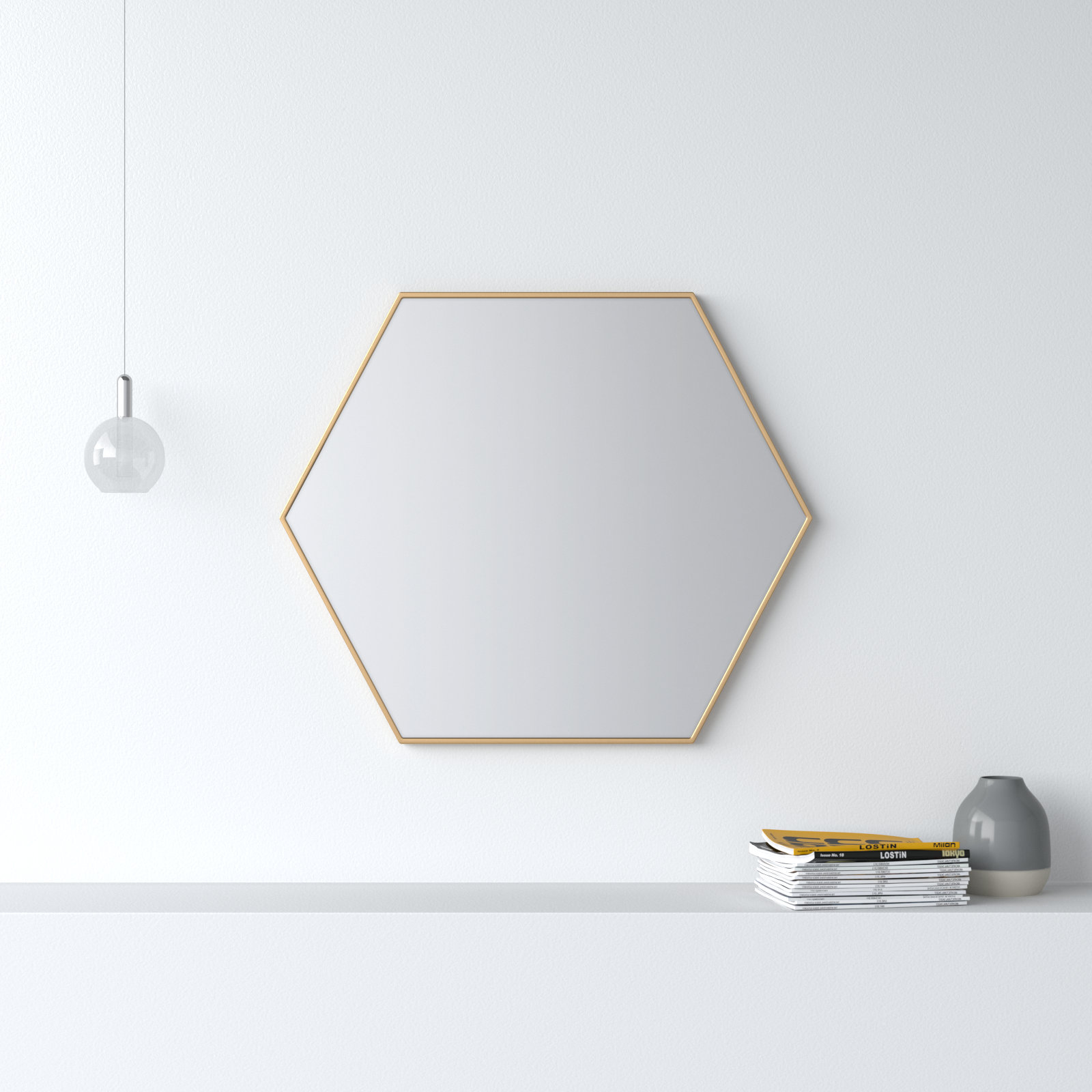 Sabine 41" Accent Mirror, Brass, 32" H x 38" W