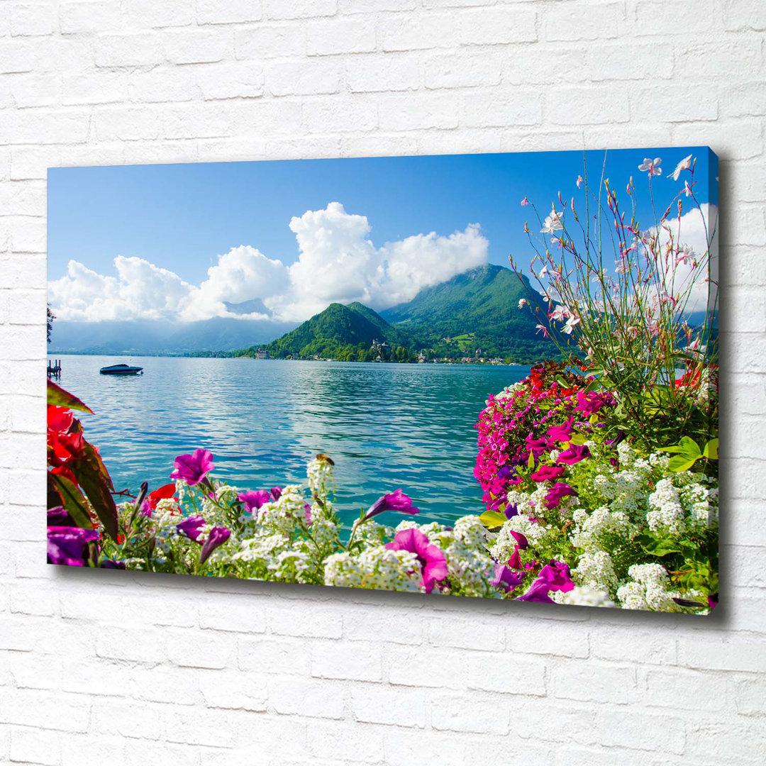 Blumen am See - Kunstdrucke auf Leinwand - Wrapped Canvas