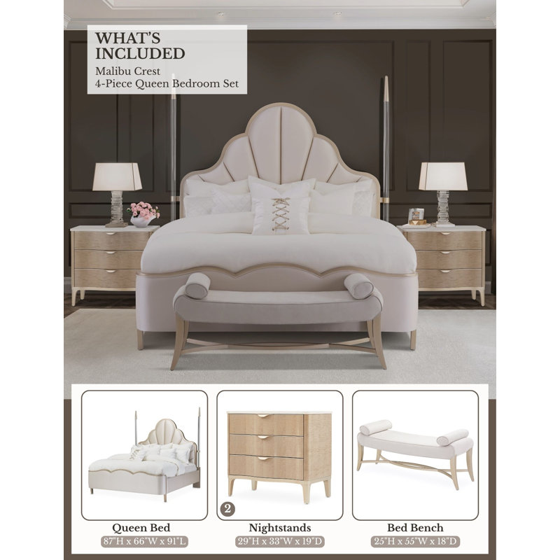 Malibu Crest 4 - Piece Bedroom Set, Queen
