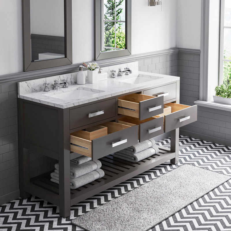 Madalyn 60" Double Sink Bathroom Vanity Set, Cashmere Gray