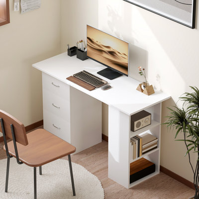 Saratoga 120cm Computer Desk PC Table Workstation w/ 3 Shelf & Drawers