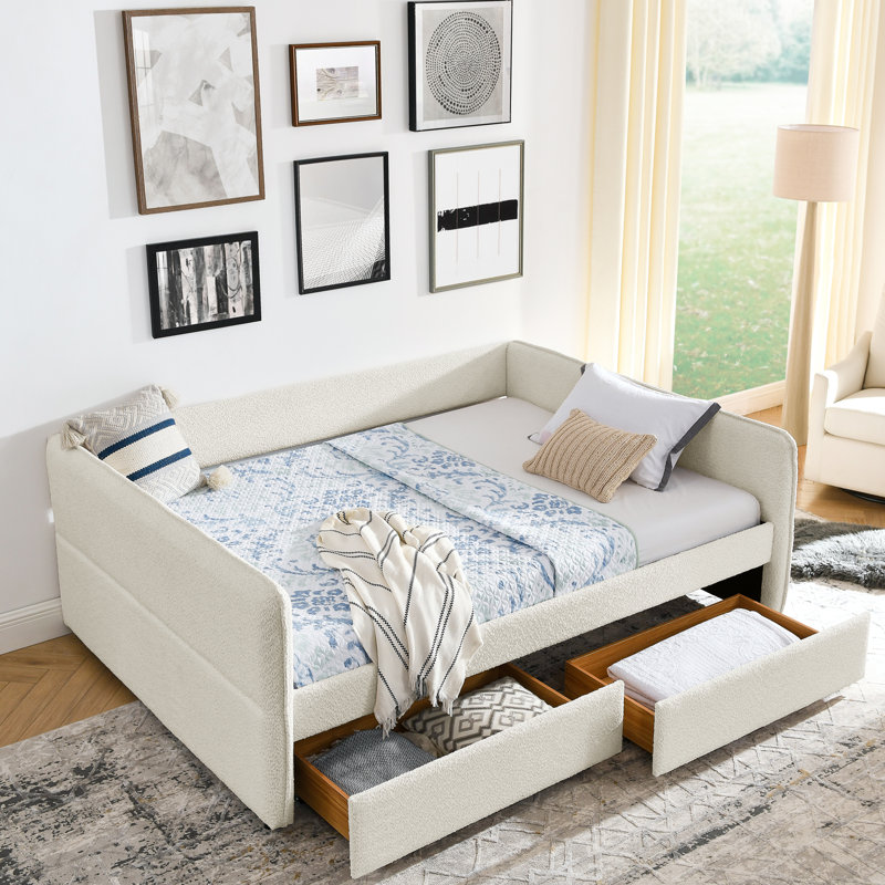 Lit de jour grand avec 2 tiroirs de rangement Modern Boucle Channel
