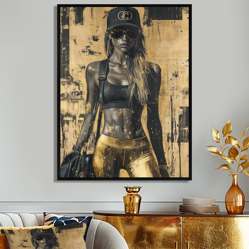 Décoration murale Gym Performance Peak Performance II - Fashion Gym Girl, Cadre flottant noir, H 44 po x l 34 po