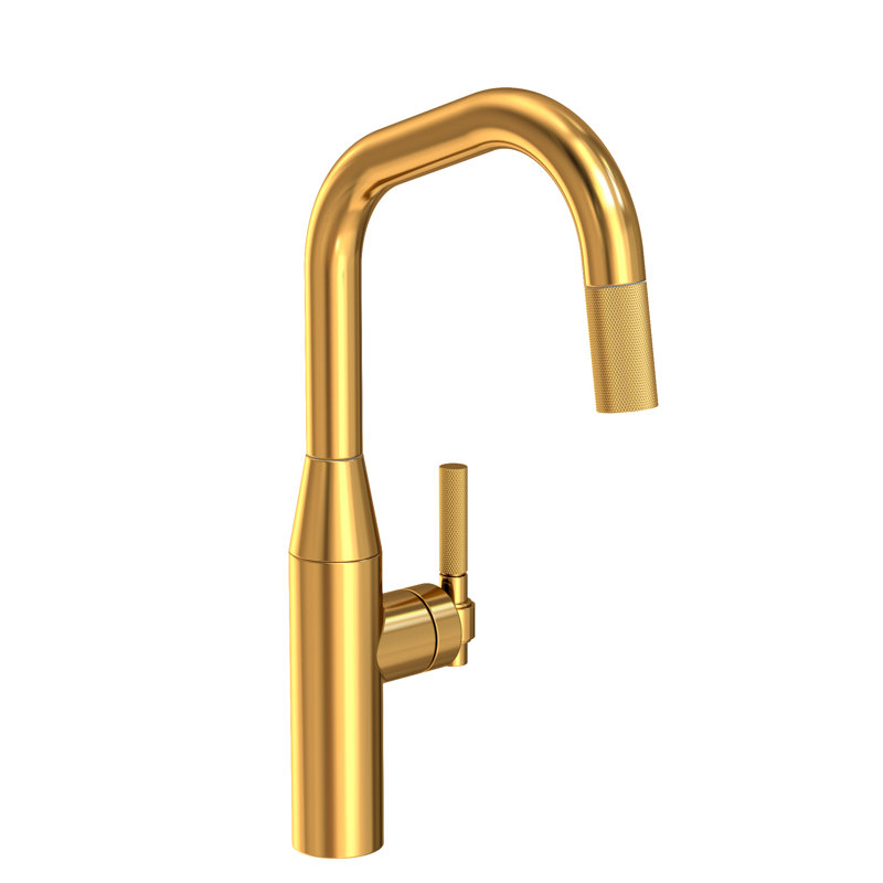 Muncy Single Handle Pull Down Kitchen Faucet, Aged Brass